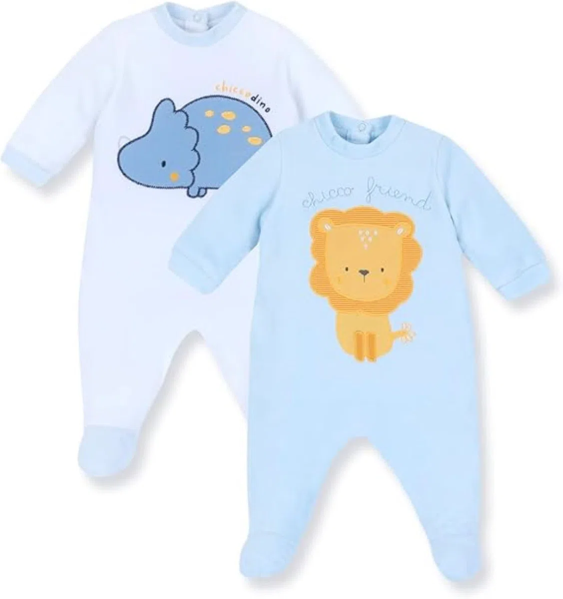 Chicco, Strampler Jungen, Set aus Chenille mit Fuß, Winter Babybekleidung, Designed in Italy