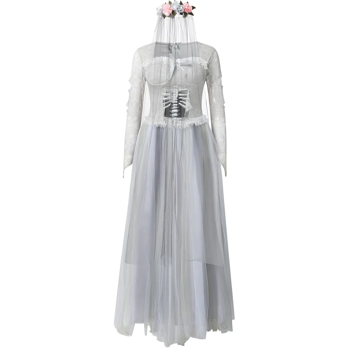 Generisch Halloween Kostüm Damen Vintage Schön Frauen Langarm Lace O Neck 2pices Set Cosplay Retro Kleid Great Maxi Vintage für Cosplay Kleid mit Schal Bekleidung für Cosplay Bühne Performance Party