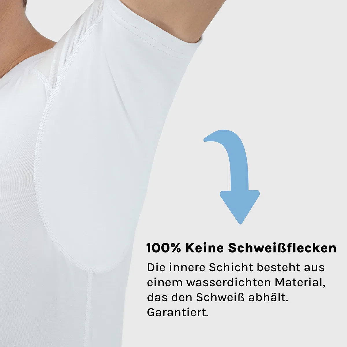 Anti Schweiß Shirt - T-Shirt gegen Schweißflecken - Anti Schweiß Unterhemd - Mit Armpads PRO & Silber Behandlung - Herren - V-Ausschnitt