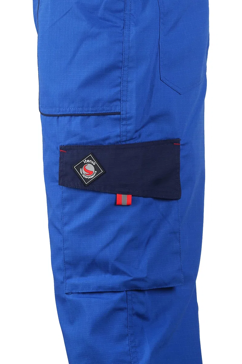 Stenso Prisma Arbeitshosen Männer Latzhose Herren Arbeitshose aus Ripstop - Leichtes und Verschleißfestes Material, Arbeitslatzhose Herren mit Cargotasche, Elastische Taille Königsblau EU58