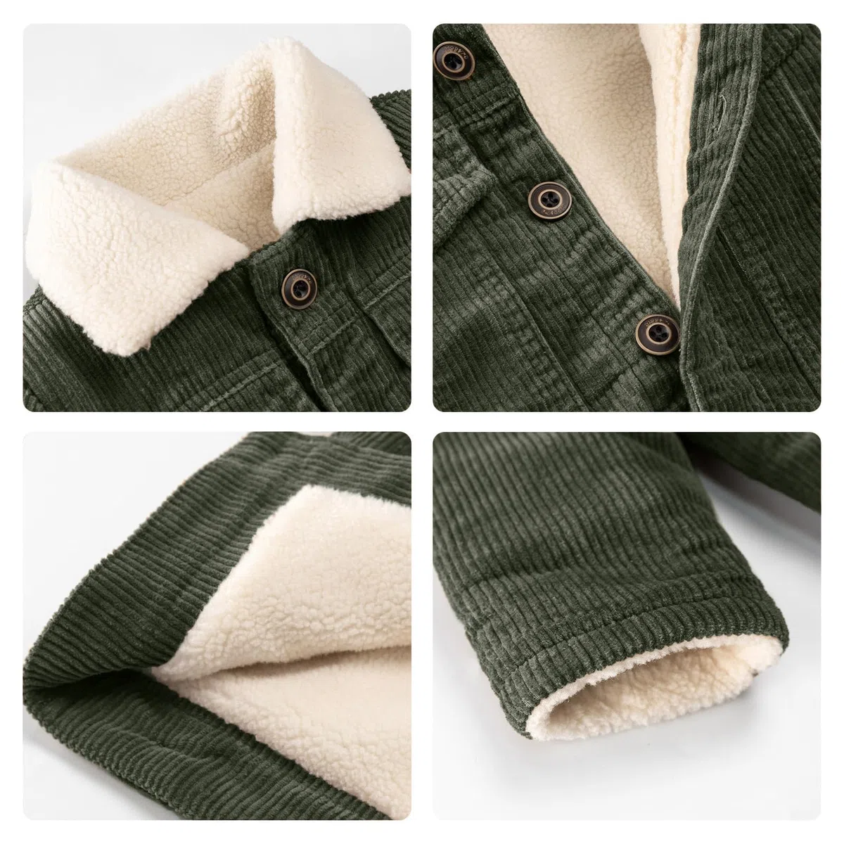 Volunboy Baby Jungen Cordjacke mit Sherpa-Innenfutter, Fleece Gefüttert Gepolsterte Corduroy Winterjacke