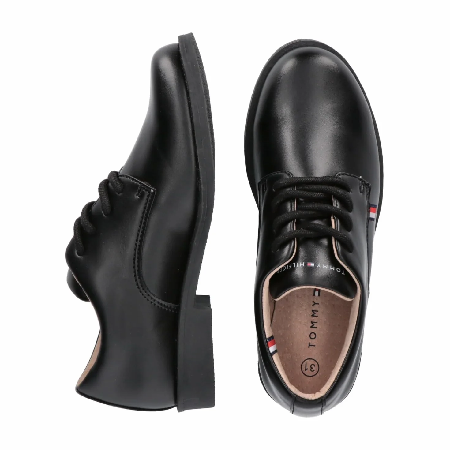 Tommy Hilfiger Lace-up Schuh mit glattem Finish, Samir, Schwarz, 32