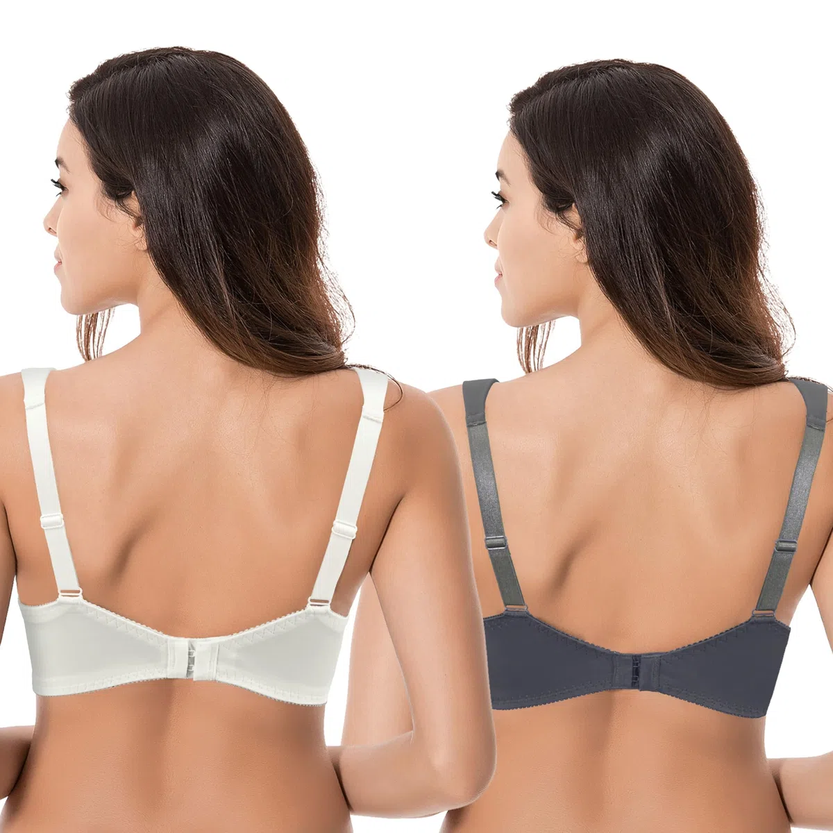 Curve Muse Damen Übergröße Minimizer Kabellos Ungefütterter BH mit Stickspitze-2er Pack