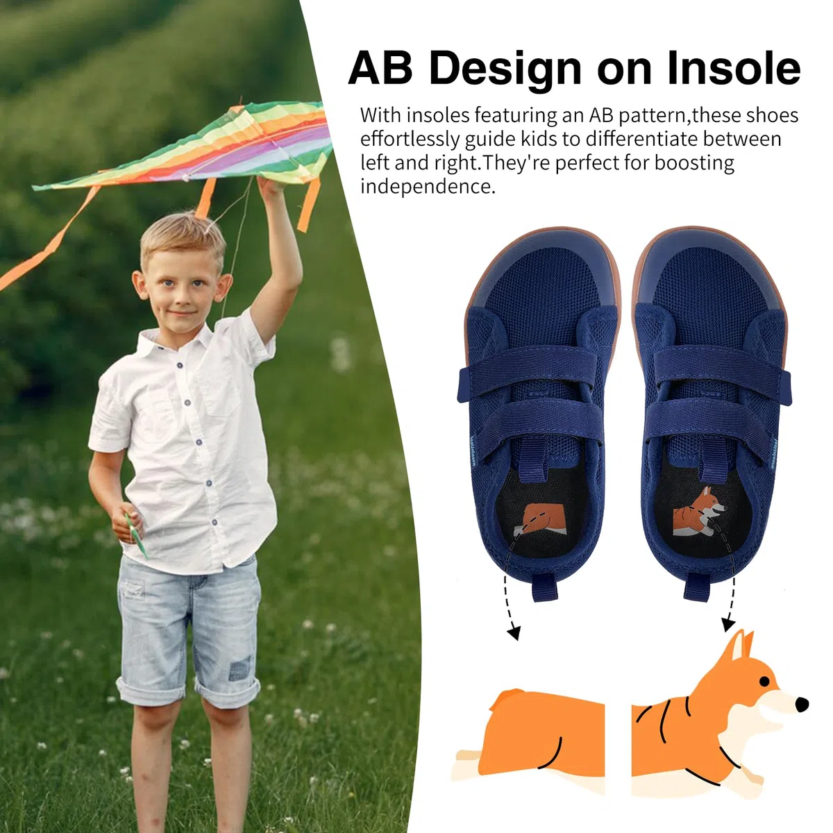 IceUnicorn Kinder Barfußschuhe Breite Zehenbox Jungen Mädchen Hausschuhe Minimalistische Outdoor Traillaufschuhe Walking Schuhe(Marine, 25EU Weit)