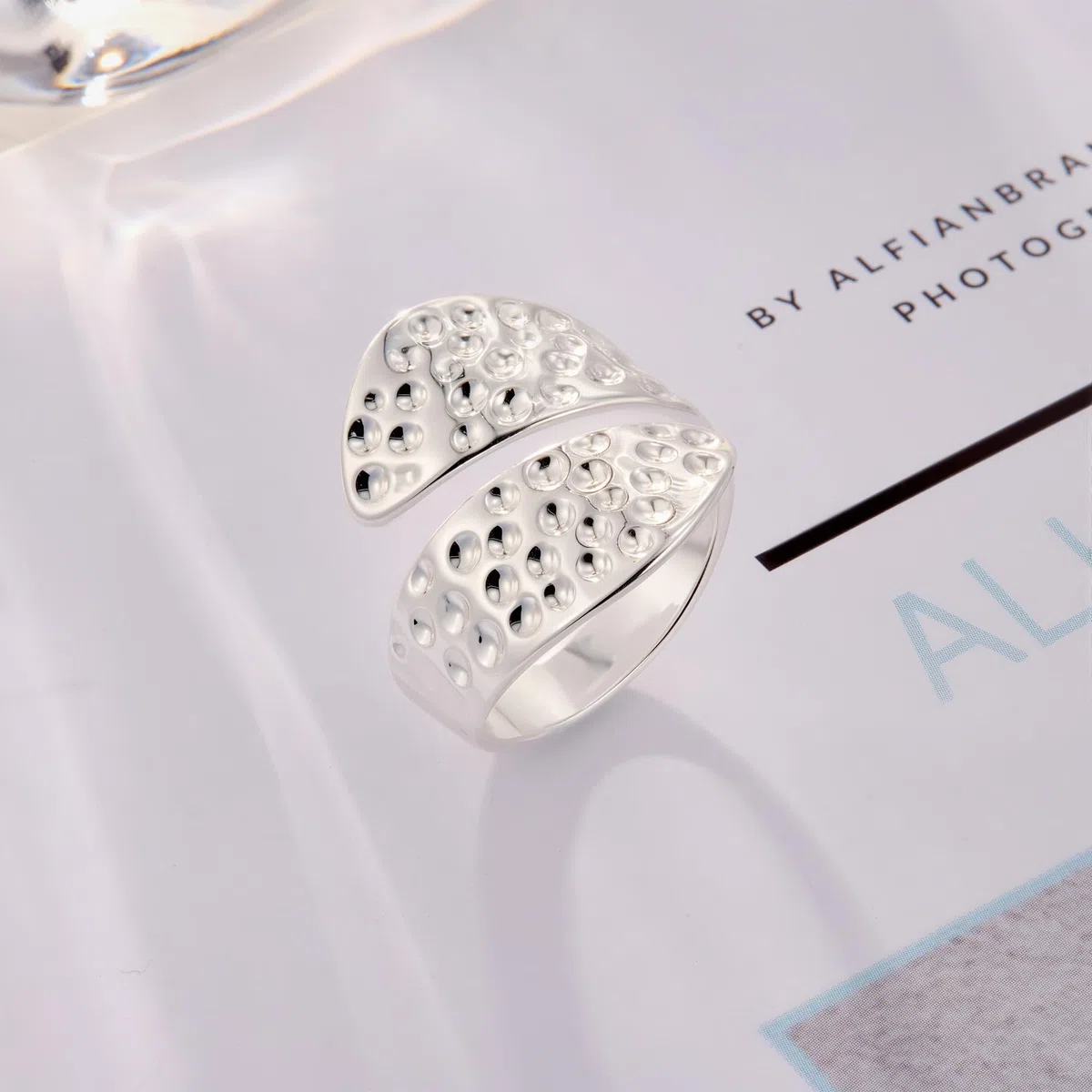 ALEXCRAFT Sterling Silber 925 Ringe für Damen, 14K Vergoldet Ring Einfacher Offen Hammer Verstellbare Ringe Glatter Kleine Wassertropfen Ring Breit Groß Daumen Finger Ringen für Damen Frauen Herren