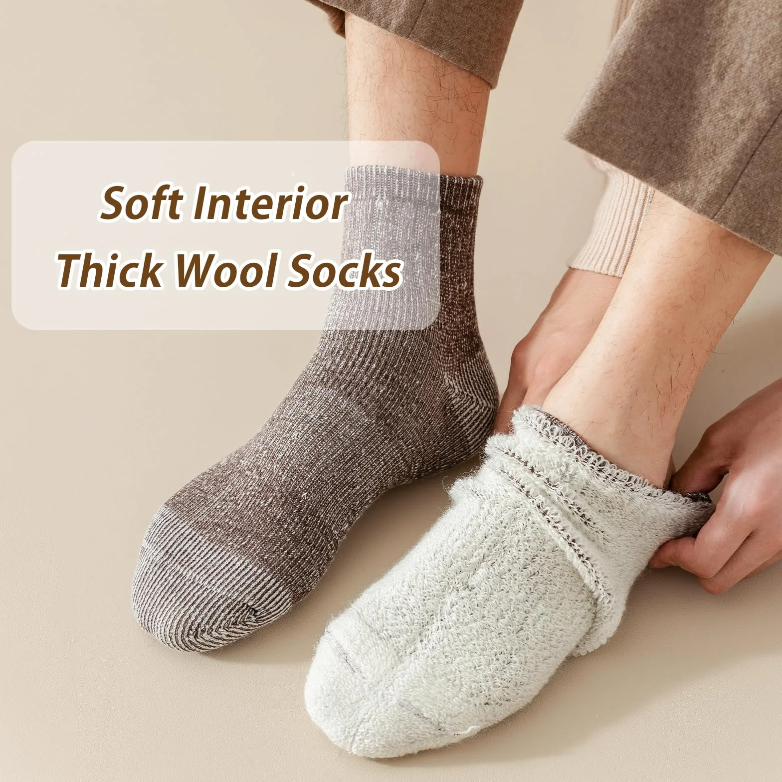 Vihir 3 Paar Wolle Socken Herren - Lange Röhre Wolle Sport Socken für Skifahren, Trekking, Wandern 37-42, 41-46