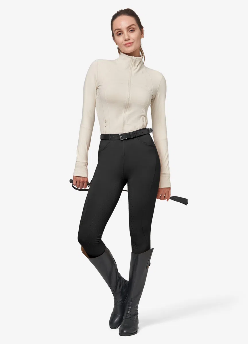 WILLIT Damen Reithose Winter gefüttert Reithose Fleece Reitleggings Silikon Vollbesatz Reitsport Thermo Hose mit Taschen Gürtelschlaufen