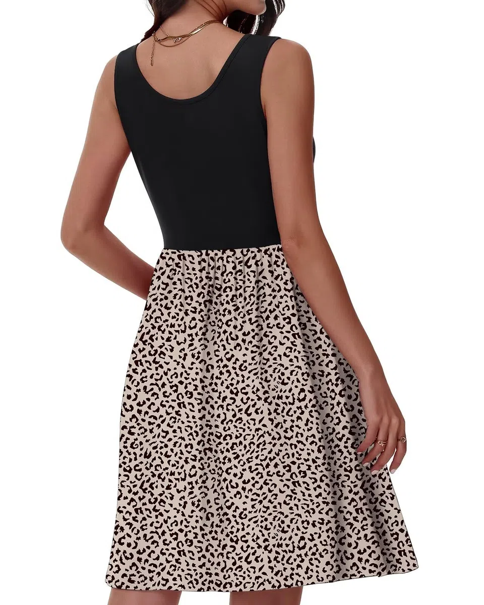 Tanmolo Kleid Damen Sommer Knielang Freizeitkleider Knopf Tank Kleid Mit Taschen Elastic Dress