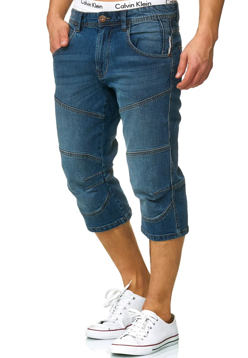 Indicode Herren Fortune 3/4 Jeans Shorts aus 98% Baumwolle | Bermuda Denim Freizeithose für Männer