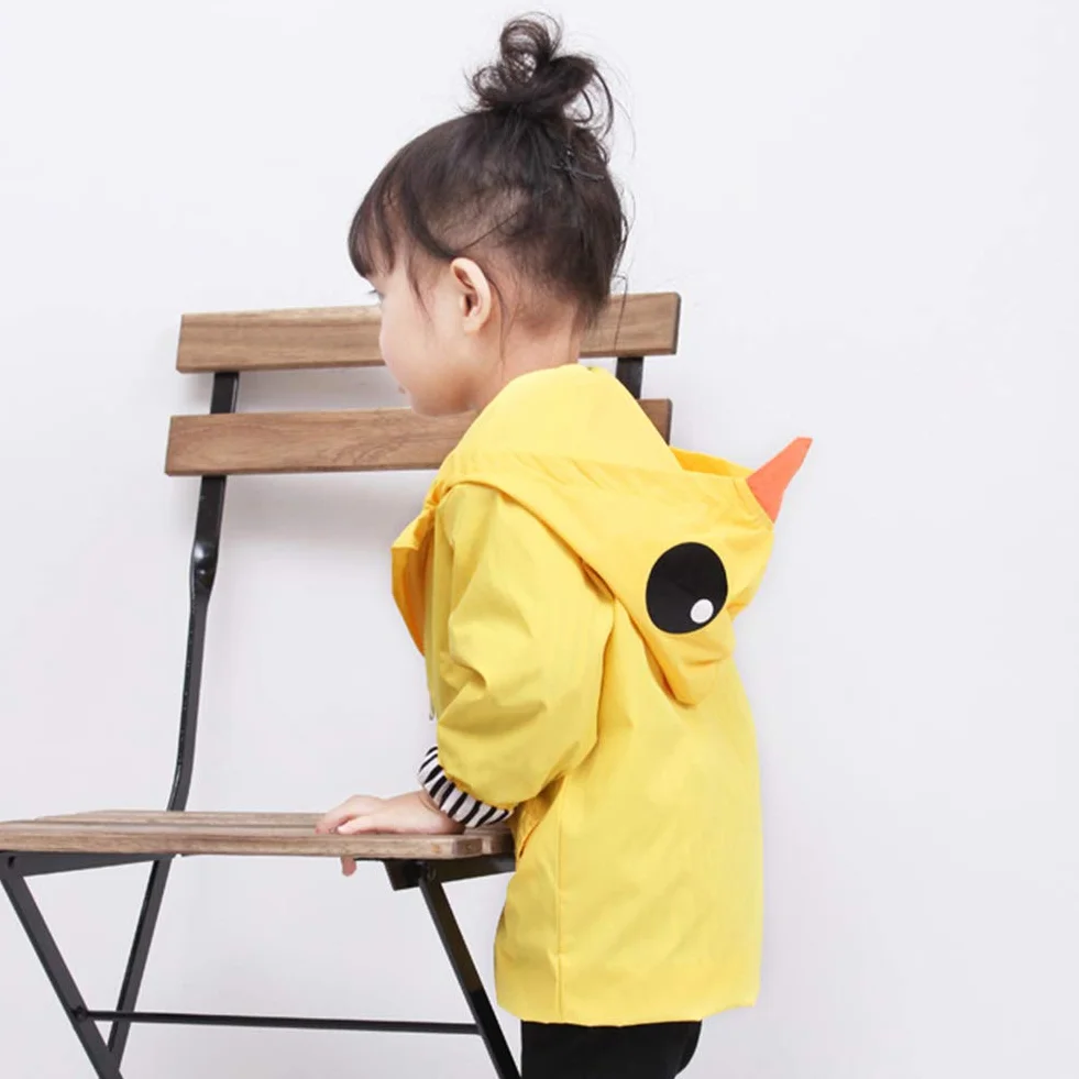 Zerodis Baby Enten Regenmantel Sommer Baby Mädchen Ente Wasserdichter Niedlicher Karikatur Hoodie Reißverschluss Leichter Regenbekleidung Mantel Outfit(100)