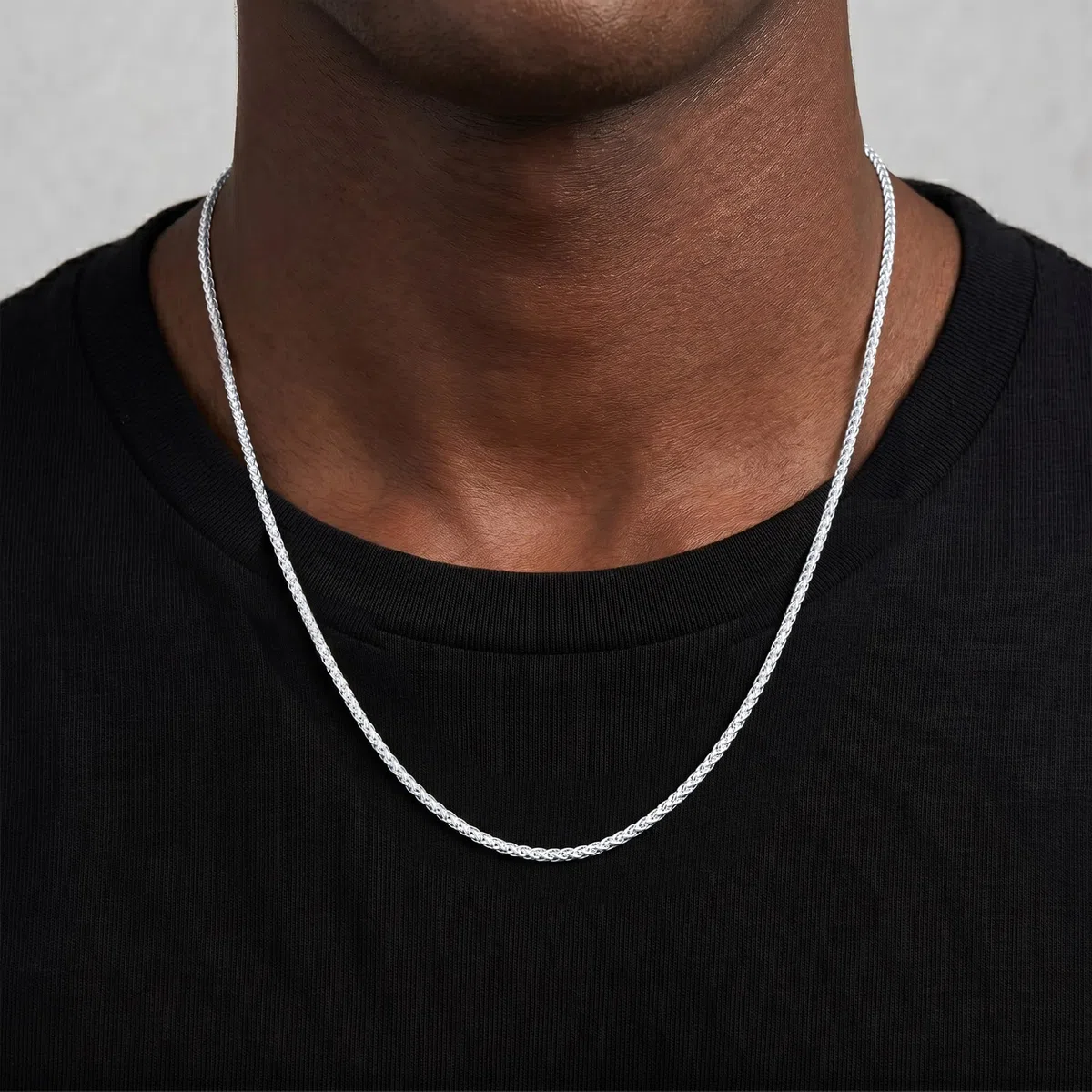 SLOONG Kette Silber 925 Herren - 2mm Weizen/Venetian Halskette 925 Over Silber Kette Halskette für Männer Schmuck Geschenke für ihn 18/20/22/24 Zoll