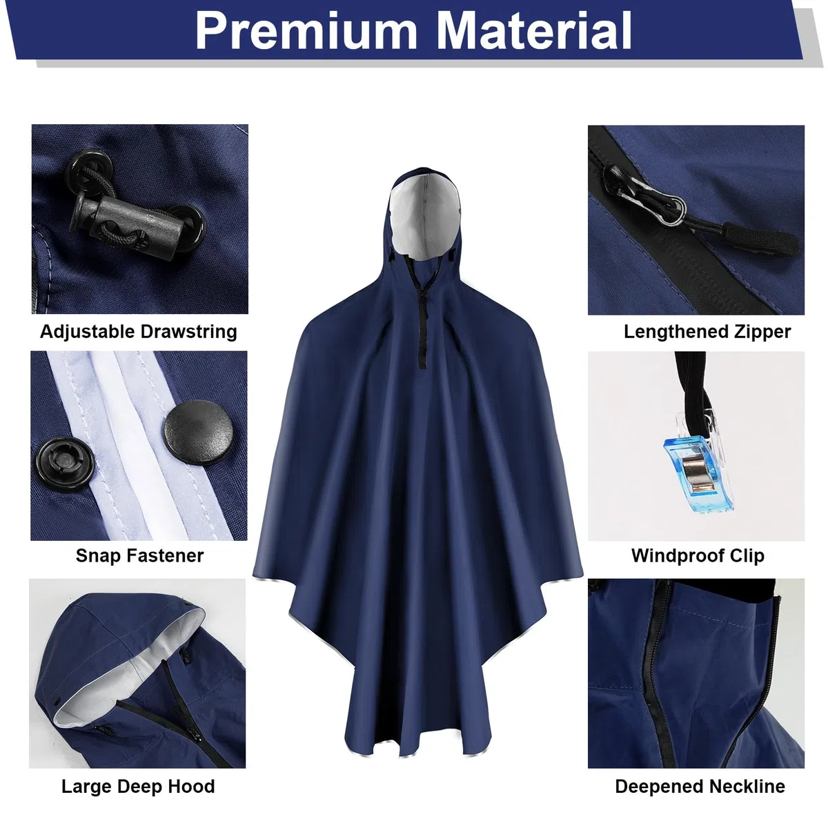 LAMA Fahrrad Regenponcho, Regencape Fahrrad Damen Herren, Wasserdichter Fahrrad Poncho mit Kapuze, Leichte Fahrrad Regenbekleidung Regenjacke für Radfahren Wandern