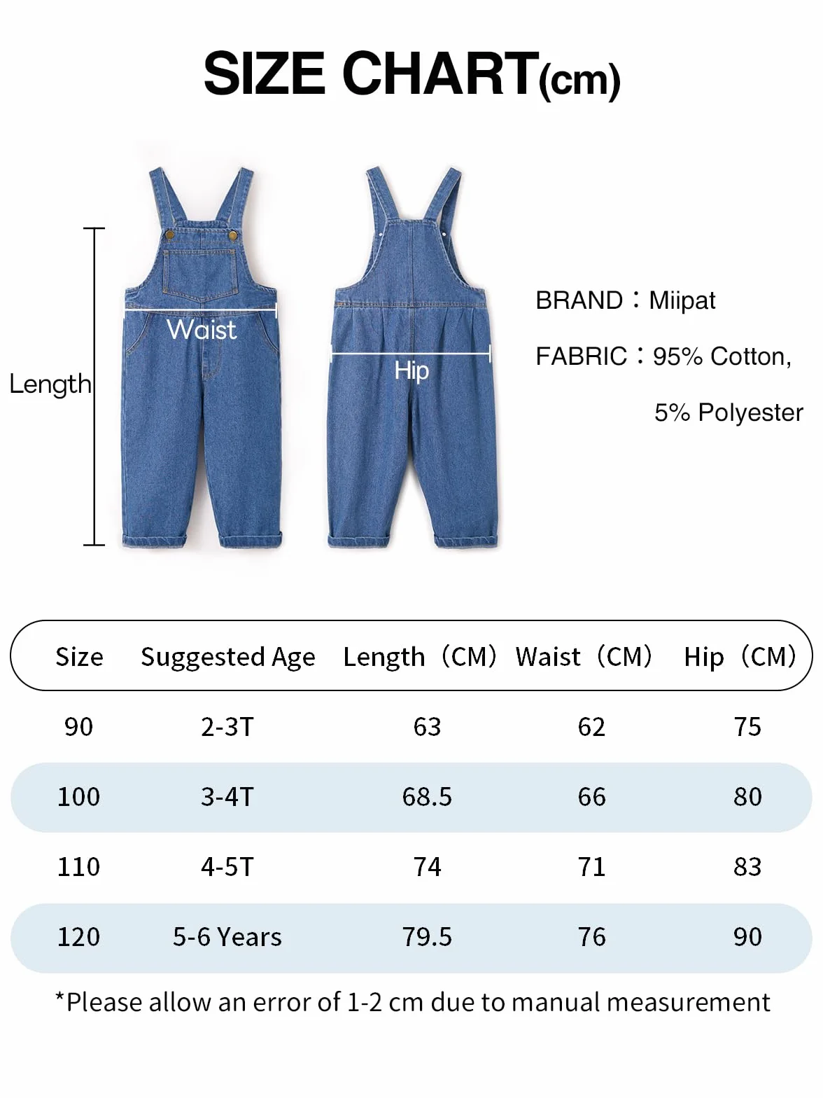 Miipat Kleinkind Mädchen Denim Overalls Kleine Jungen Mädchen Jeans Jumpsuit mit Verstellbaren Hosenträgern 1pcs Denim Latzhose für Kinder
