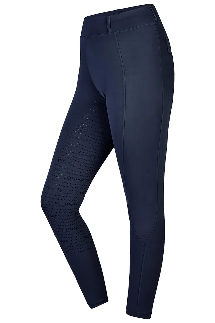 Equinate Damen Reitleggings Myla - Bequeme Reithose mit Vollbesatz Grip Handytasche und Gürtelschlaufen - atmungsaktiv elastisch rutschfest