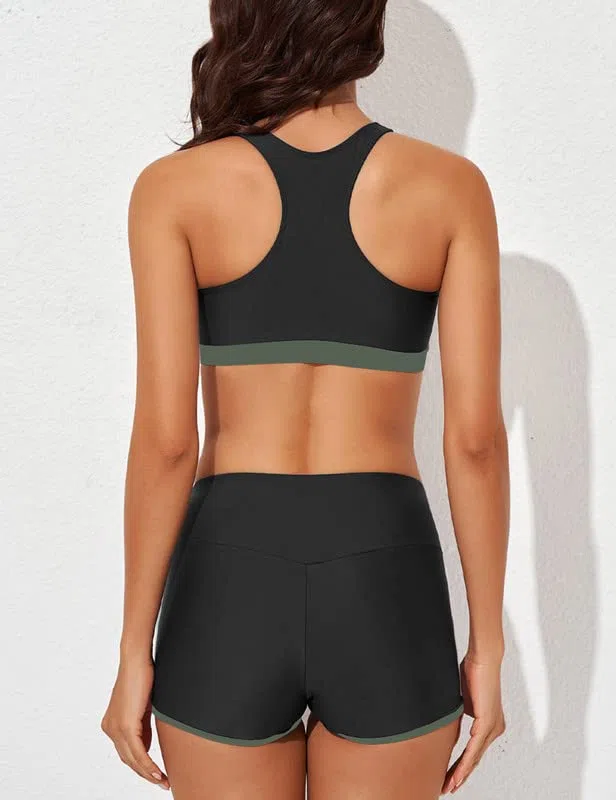 Bsubseach 3 Stück Tankini Badeanzug für Frauen Sportliche Badeanzüge Modest Tank Top mit Sport-BH