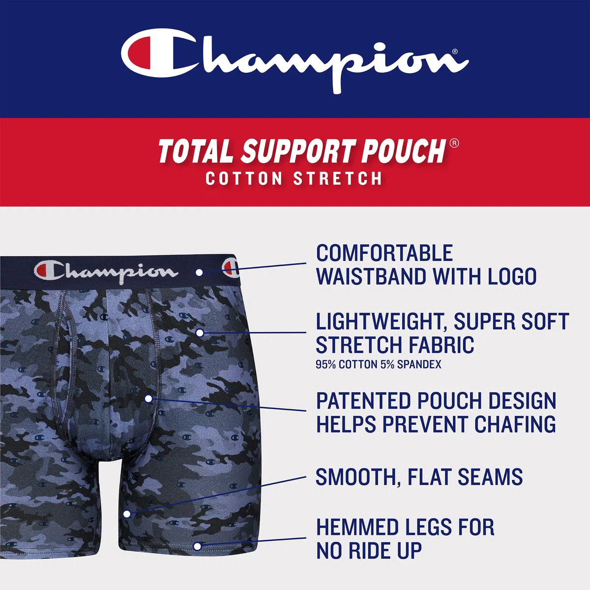 Champion Herren Everyday Cotton Stretch- 4 Pack Retroshorts (4er Pack)