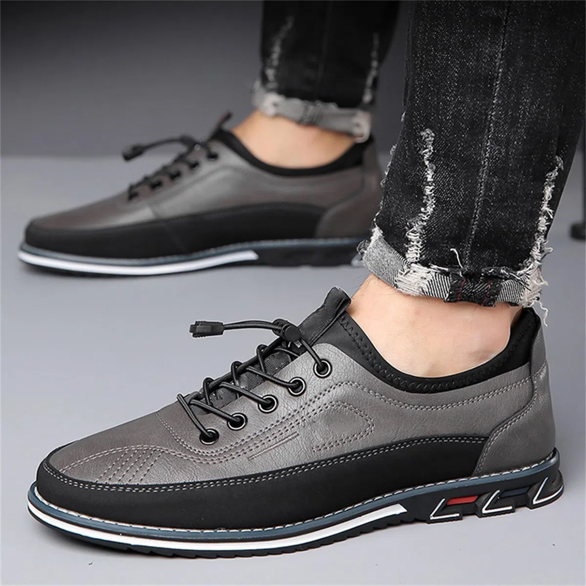 Lederschuhe Herren Sommer - Slip On Sneaker Herren Zum Reinschlüpfen Freizeitschuhe Atmungsaktive Laufschuhe Klassischer Business Schuhe rutschfeste Schlupfschuhe Bequem Herrenschuhe
