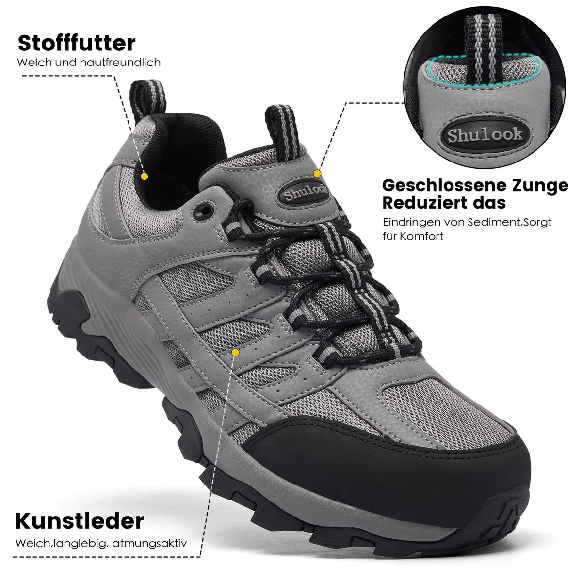 SHULOOK Herren Wanderschuhe Wasserdicht Leichte rutschfest Trekkingschuhe Outdoorschuhe