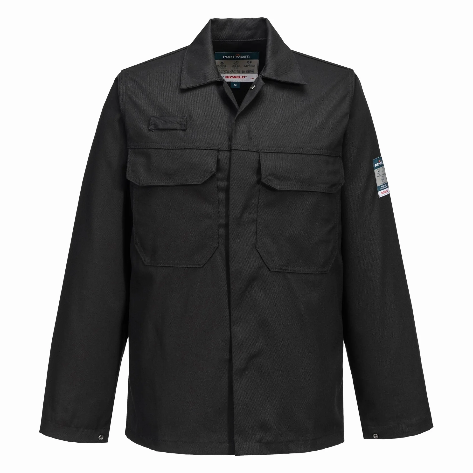 Portwest BIZ2 Herren Flammenresistente Bizweld FR Arbeitsjacke Schwarz, XL