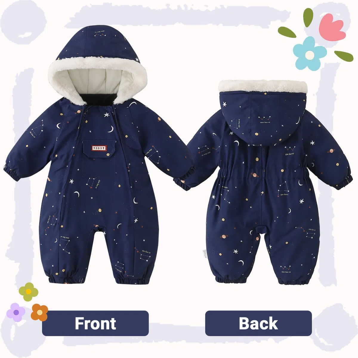 JiAmy Baby Schneeanzug, Baby Jungen Mädchen Winter Overall Strampler Neugeborenes Schneeoverall für 0-24 Monate