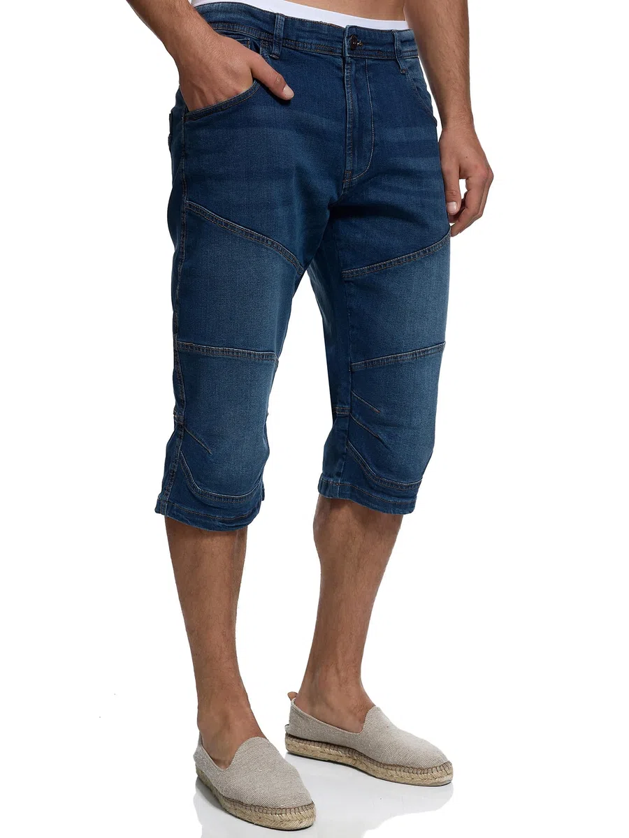 Indicode Herren Fortune 3/4 Jeans Shorts aus 98% Baumwolle | Bermuda Denim Freizeithose für Männer