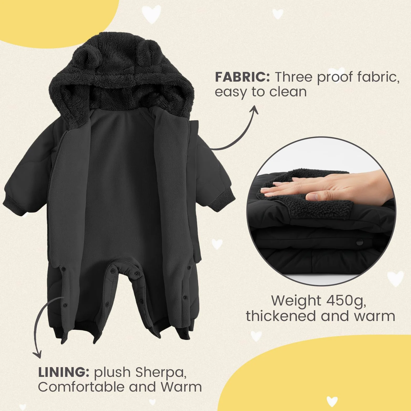 JiAmy Baby Schneeanzug, Baby Jungen Mädchen Winter Overall Strampler Neugeborenes Schneeoverall für 3-24 Monate