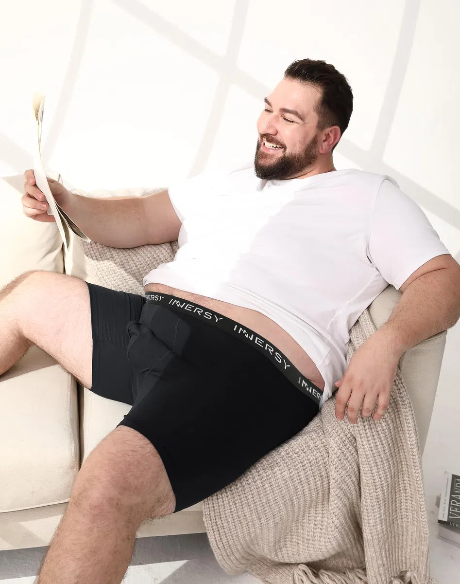 INNERSY Boxershorts Herren Große Größen Unterhosen Männer Baumwolle mit Eingriff Unterwäsche XL-6XL 4er Pack