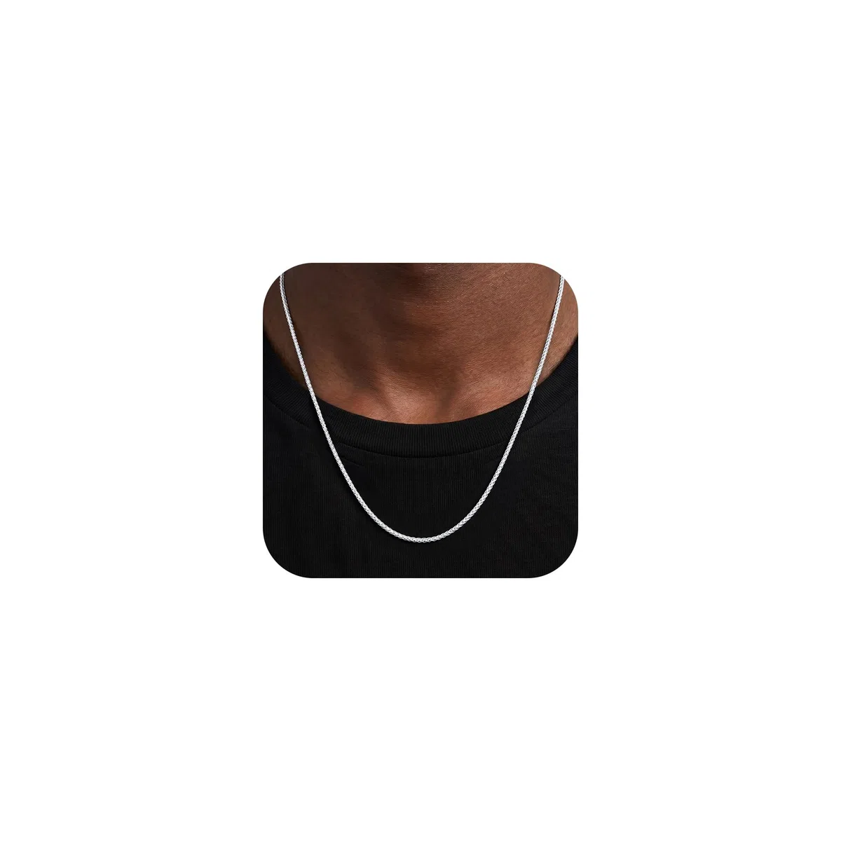 SLOONG Kette Silber 925 Herren - 2mm Weizen/Venetian Halskette 925 Over Silber Kette Halskette für Männer Schmuck Geschenke für ihn 18/20/22/24 Zoll