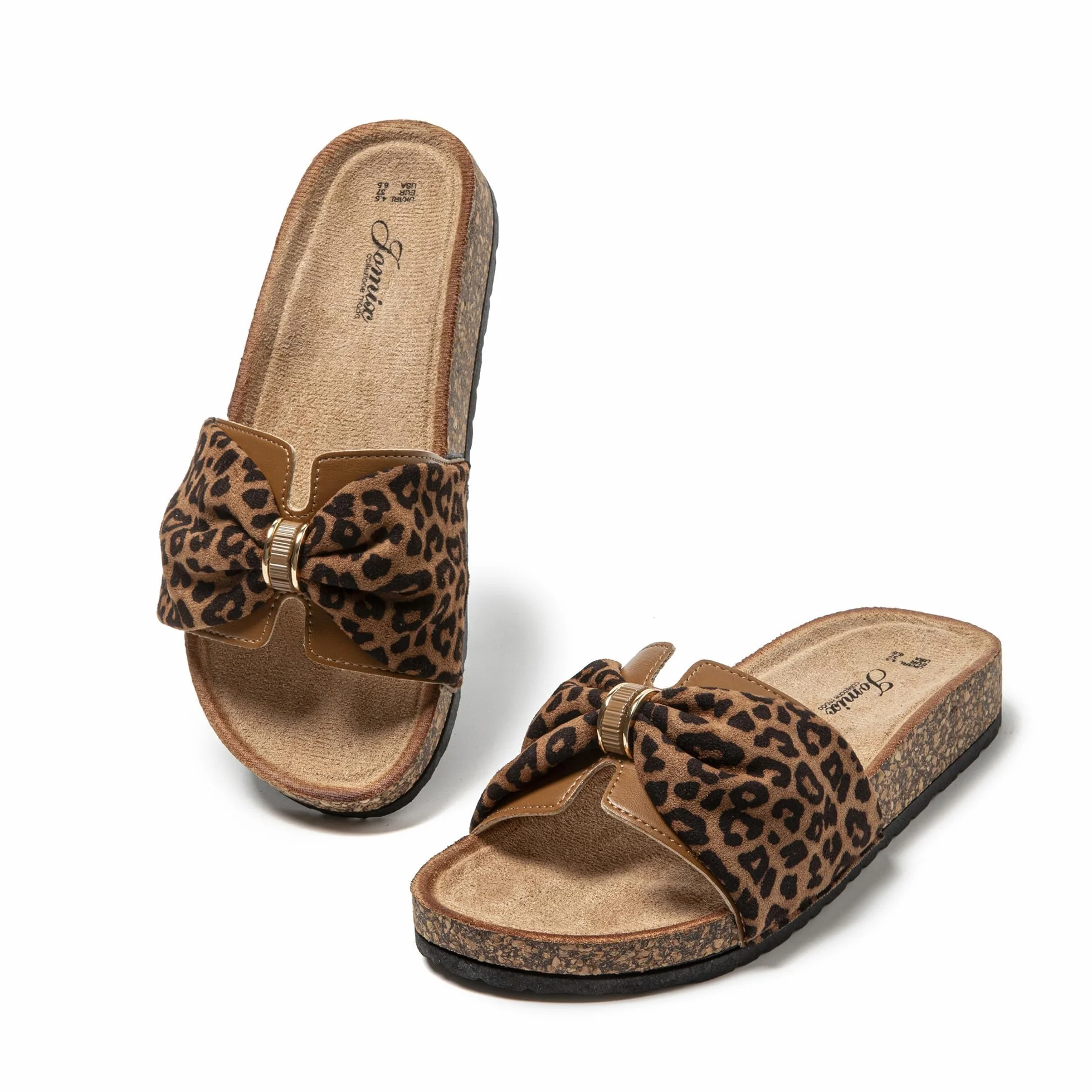 JOMIX Pantoletten Damen Sommer Kork Clogs Fliege Strandsandalen Sommerschuhe Bequeme Strand Sandalen