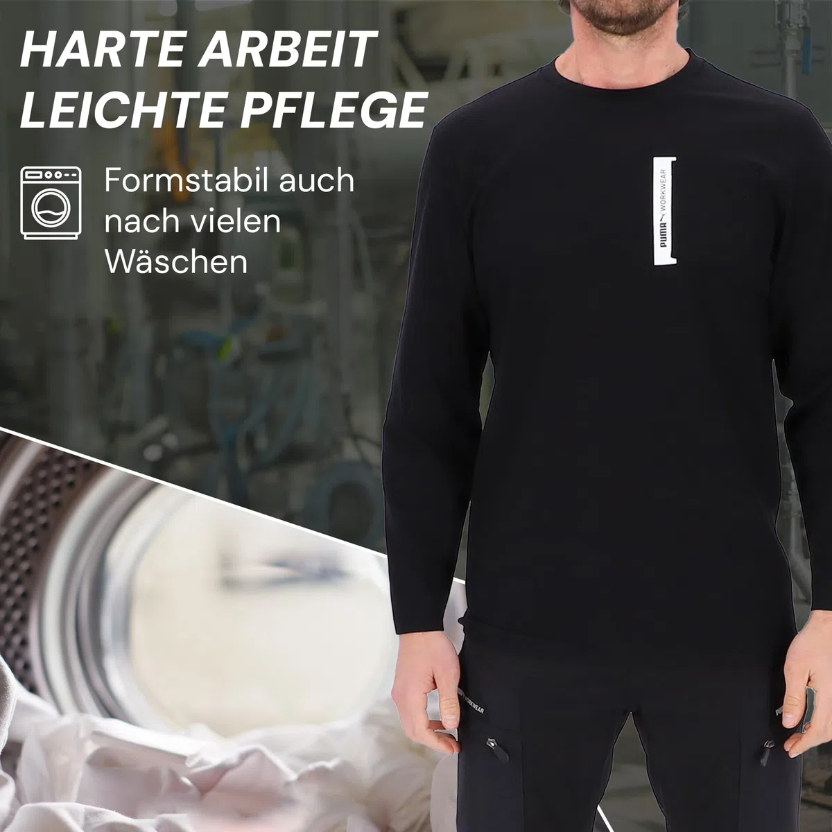 PUMA Workwear Advanced Kollektion - Longsleeve Herren Pullover - Brusttasche und Utility Fach an der Schulter, Strapazierfähiges und atmungsaktives Gewebe - Für Handwerk und Logistik