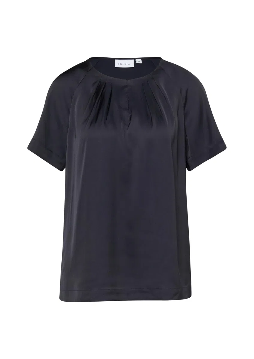 Comma Damen Satinbluse mit Raffung Bluse