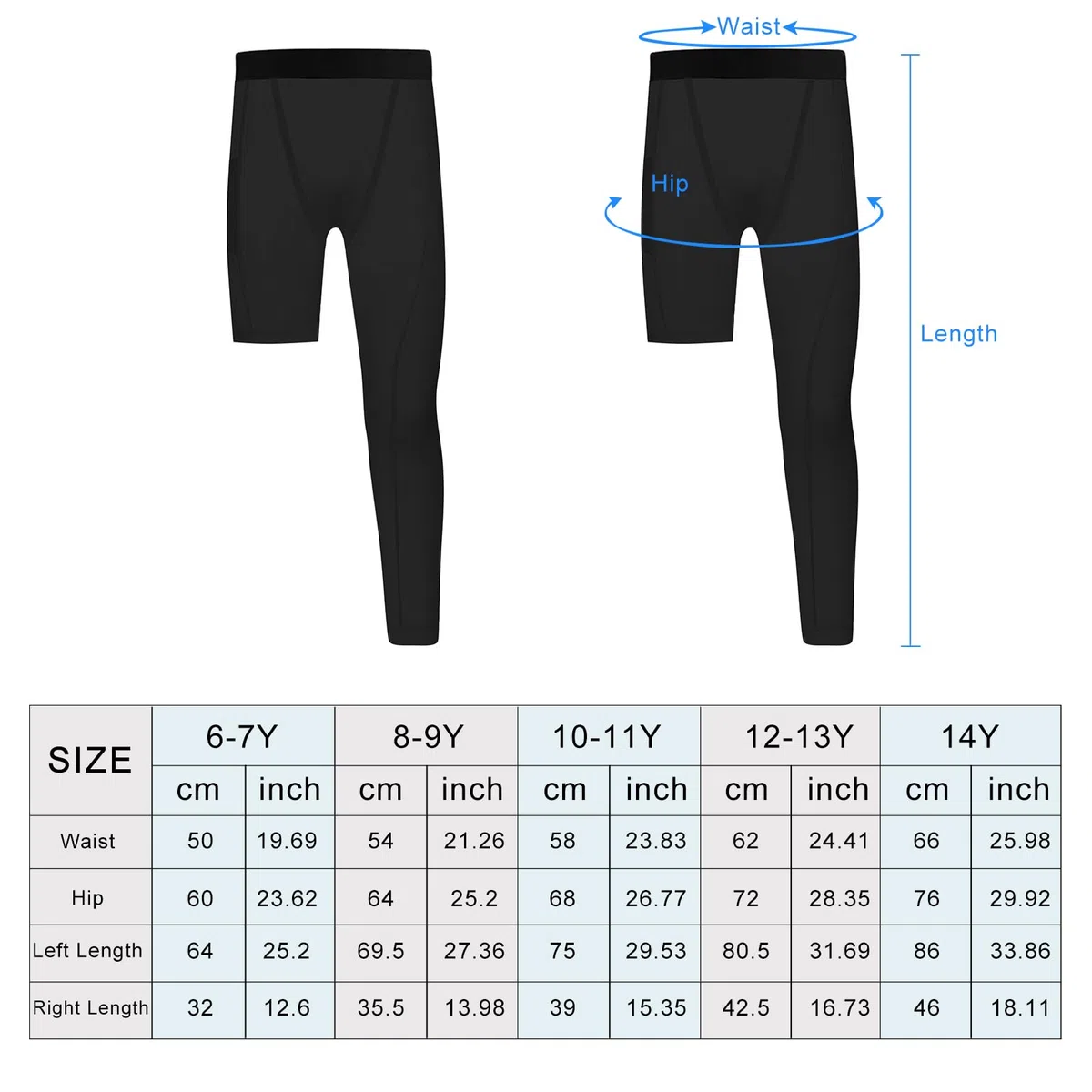 Valcatch Jungen Einbein-Kompressionshose für Basketball Leggings in voller Länge Sport-Tights Kid Teen Athletic Fußball Baselayer