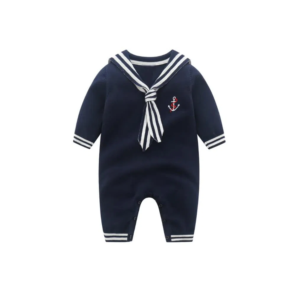 Mud Kingdom Boutique Baby Jungen Nautischer Pullover Strampler Streifen