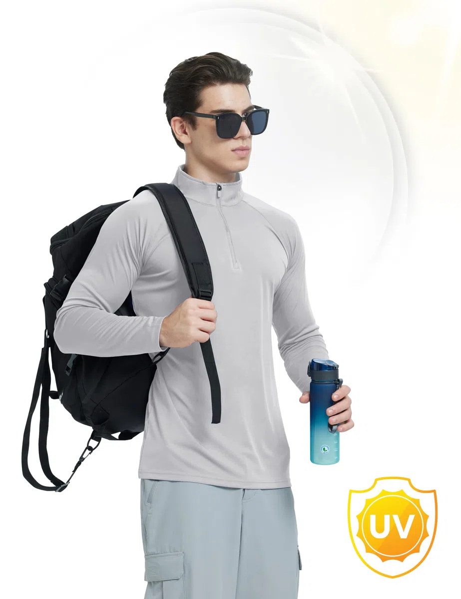 MAGCOMSEN UV Shirt Herren UPF 50+ 1/4 Reißverschluss Funktionsshirt Langarm Rashguard Sportshirt Sweatshirt Longsleeve
