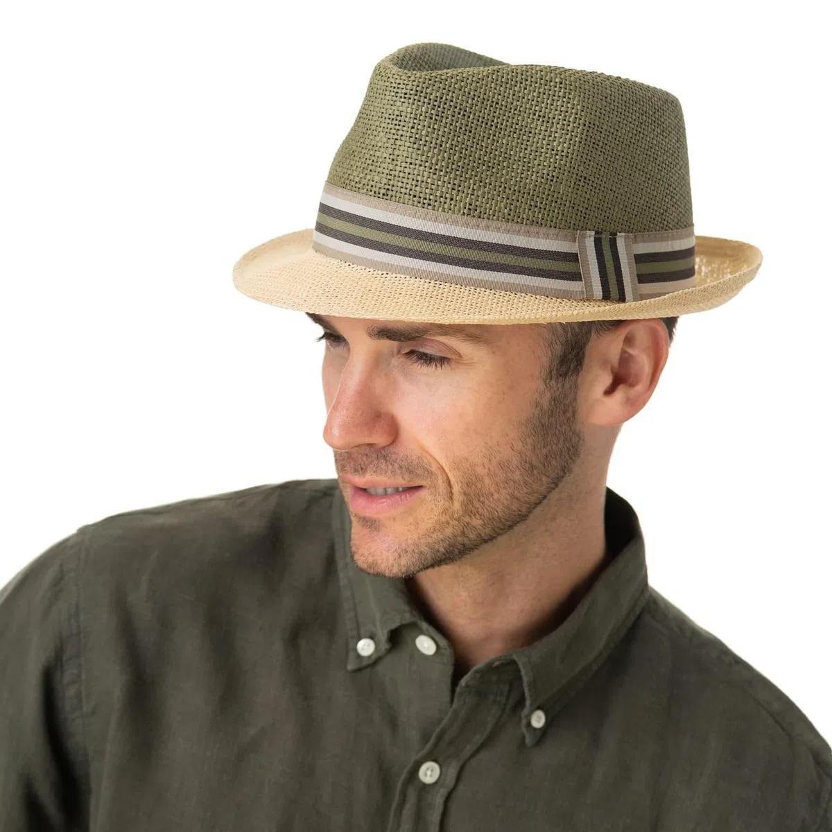 Lipodo Twotone Trilby Strohhut Farbverlauf Ripsband Damen Herren Frühling Sommer