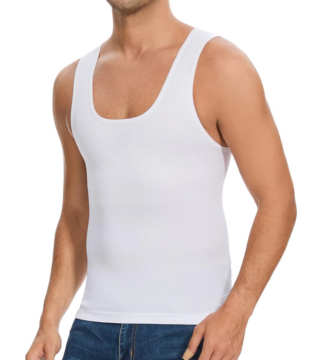 ONEW Shapewear Tank Top Herren Bauchweg Kompressions-Shirt Figurformendes Unterhemd Ärmelloses Oberteil Taillen Trainer Body Shaper