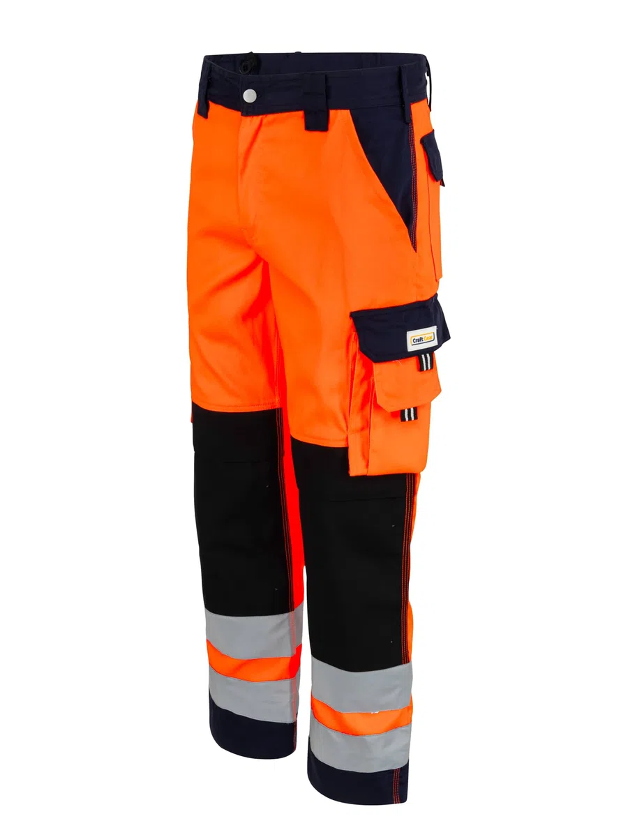 Generisch CraftGear Arbeitshose Herren - Arbeitshosen Männer Orange Verstärkt mit Cordura Knieschutz Reflektierend mit Cargo-Taschen für Handwerker Warnhose