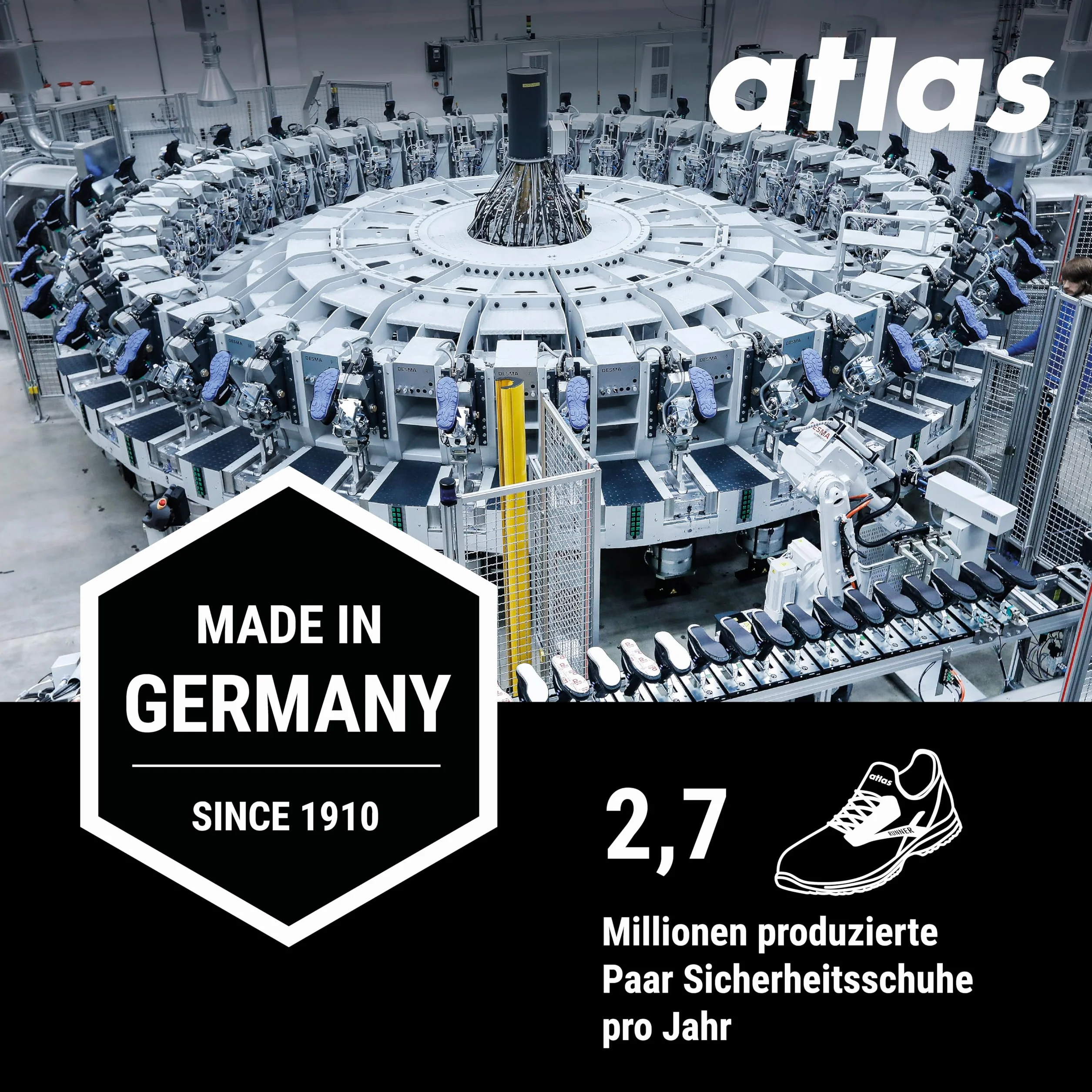 Atlas Runner 25 ESD Sicherheitschuhe Arbeitsschuhe für Herren und Damen S1P leicht, atmungsaktiv, Stahlkappe, Durchtrittschutz, ESD Weite 10