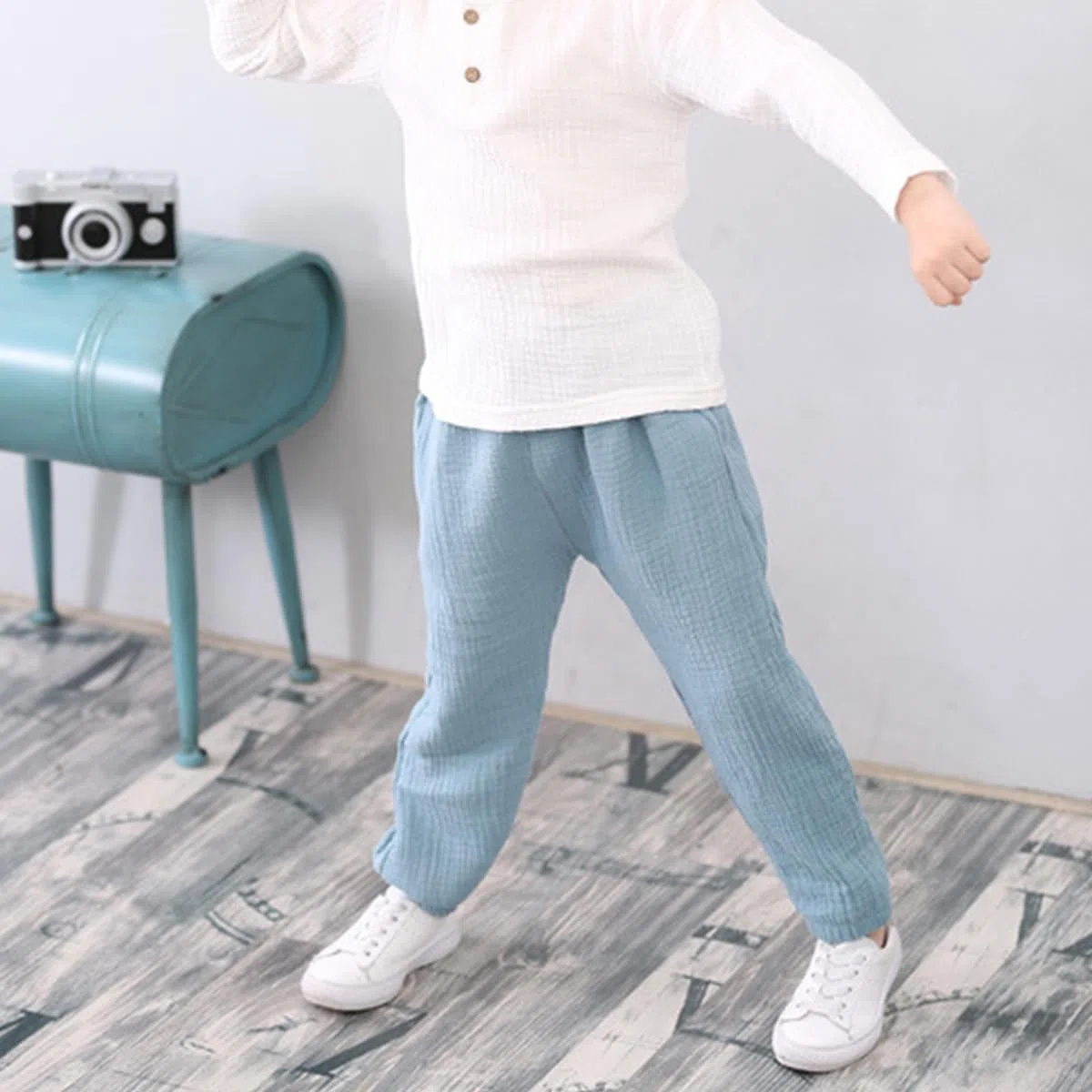 3er Pack Baby Kinder Mädchen Jungen Sommer Leinenhose Bloomers Doppellagiges Baumwollgarn Lange Hosen Leichte Atmungsaktive Sommerhosen Dünn Pumphose Haremshose Jogginghose Lässige Hose