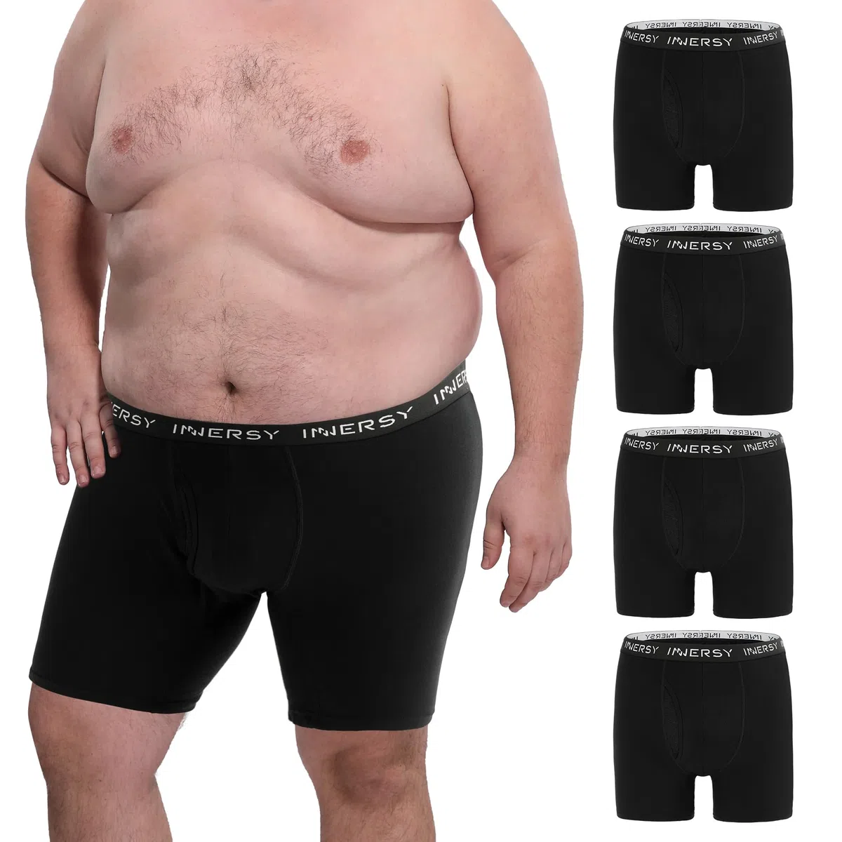 INNERSY Boxershorts Herren Große Größen Unterhosen Männer Baumwolle mit Eingriff Unterwäsche XL-6XL 4er Pack
