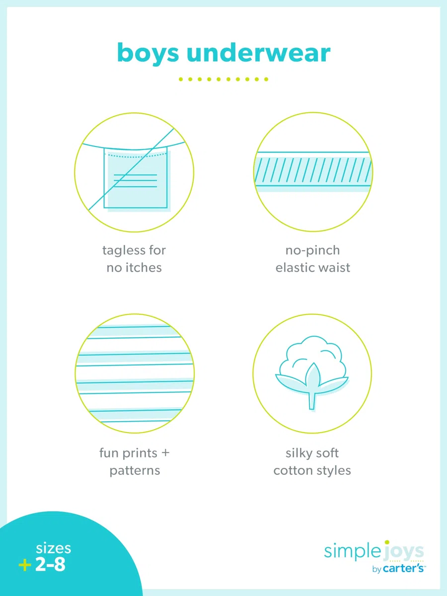 Simple Joys by Carter's Jungen 8-Pack Underwear Unterwäsche, Dunkelgrau/Grau Dinosaurier/Grün Ministreifen/Streifen, 2-3 Jahre (8er Pack)