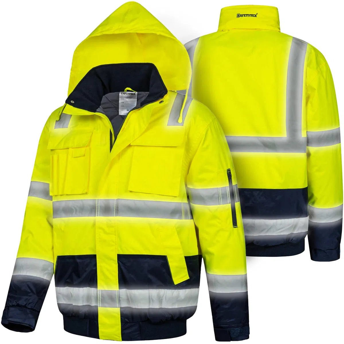 Safetytex Warnschutz Pilotenjacke - Arbeitsjacke - wasserdicht, winddicht, reflektierend - HI VIZ Thermo Jacke - Warnschutzjacke in verschiedenen Farben und Größen