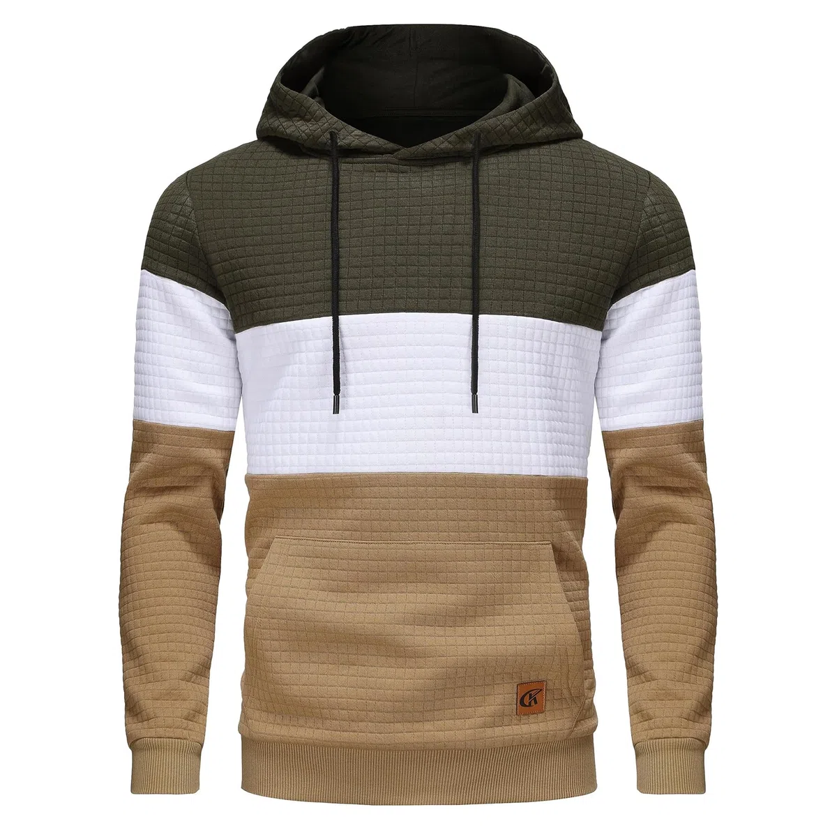 YuKaiChen Herren Pullover Herren Patchwork Hoodie Langarm Jacquard Kaputzenpullover Farbblock Sweatshirt mit Taschen