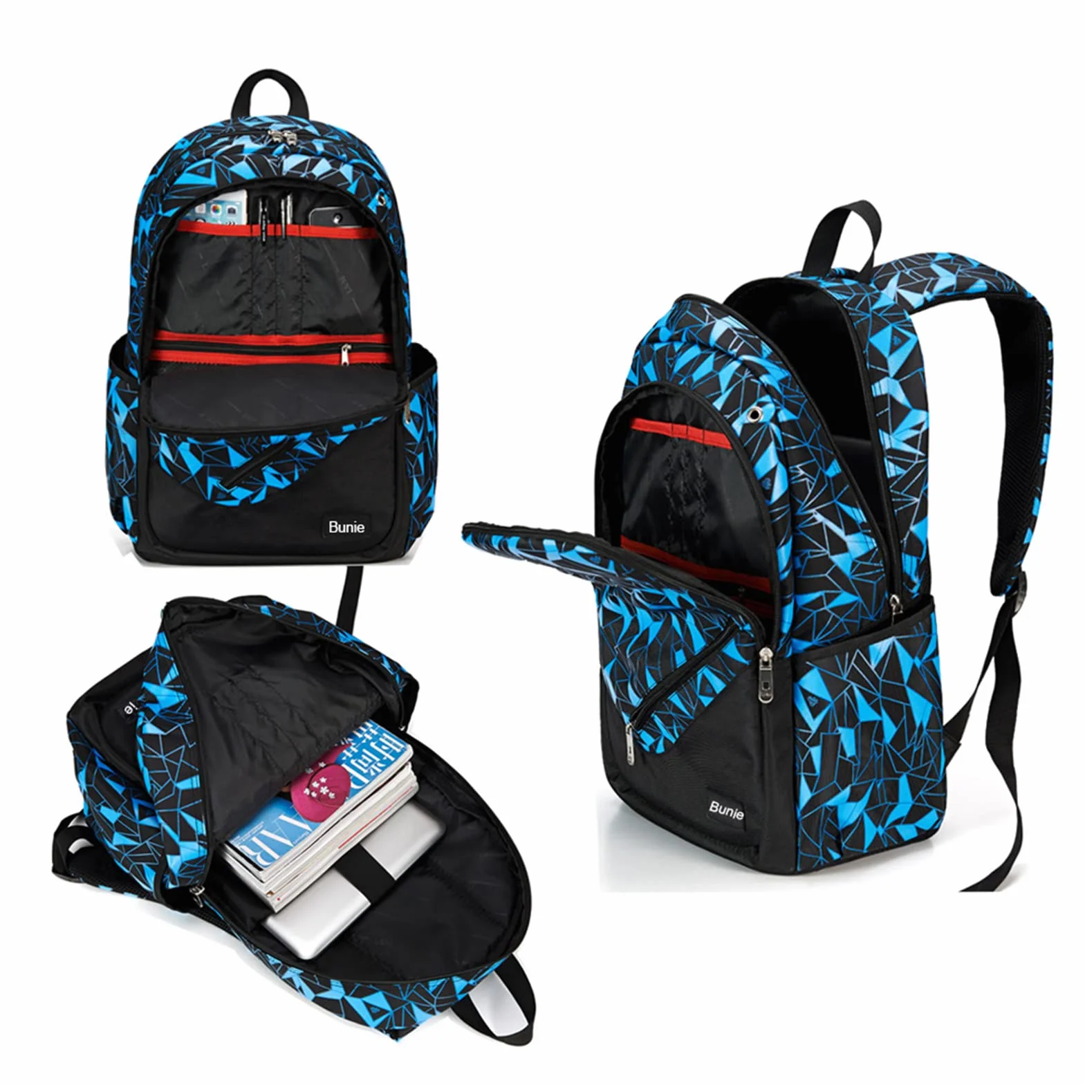 bunie Rucksack für Jungen Große Büchertasche wasserdichte Schultasche Federmäppchen Umhängetasche Set für Grundschule Mittelschule Gymnasium