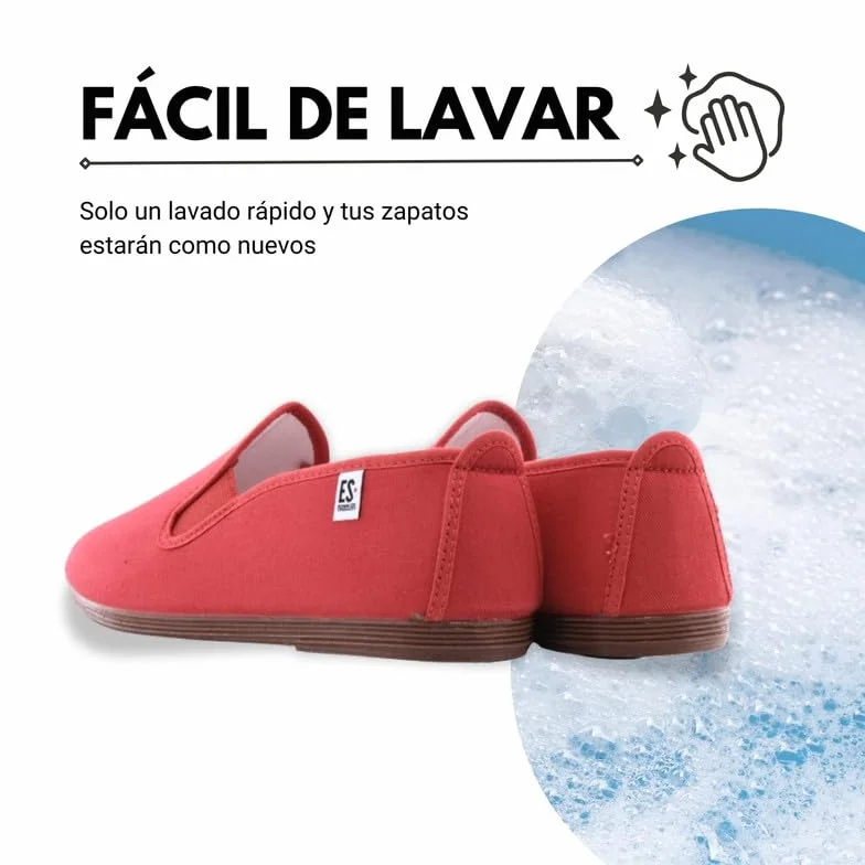 E55 - Kung-Fu Sneaker aus Segeltuch und Verschluss mit Gummizug, leicht und bequem mit flexibler Gummisohle, hergestellt in Spanien., rot, 45 EU