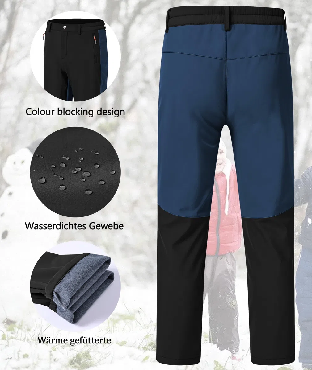 Zoofly Skihose Kinder Wasserdicht Winterhose Warme Fleece Softshellhose Thermo Snowboardhose Jungen Gefütterte Thermohose