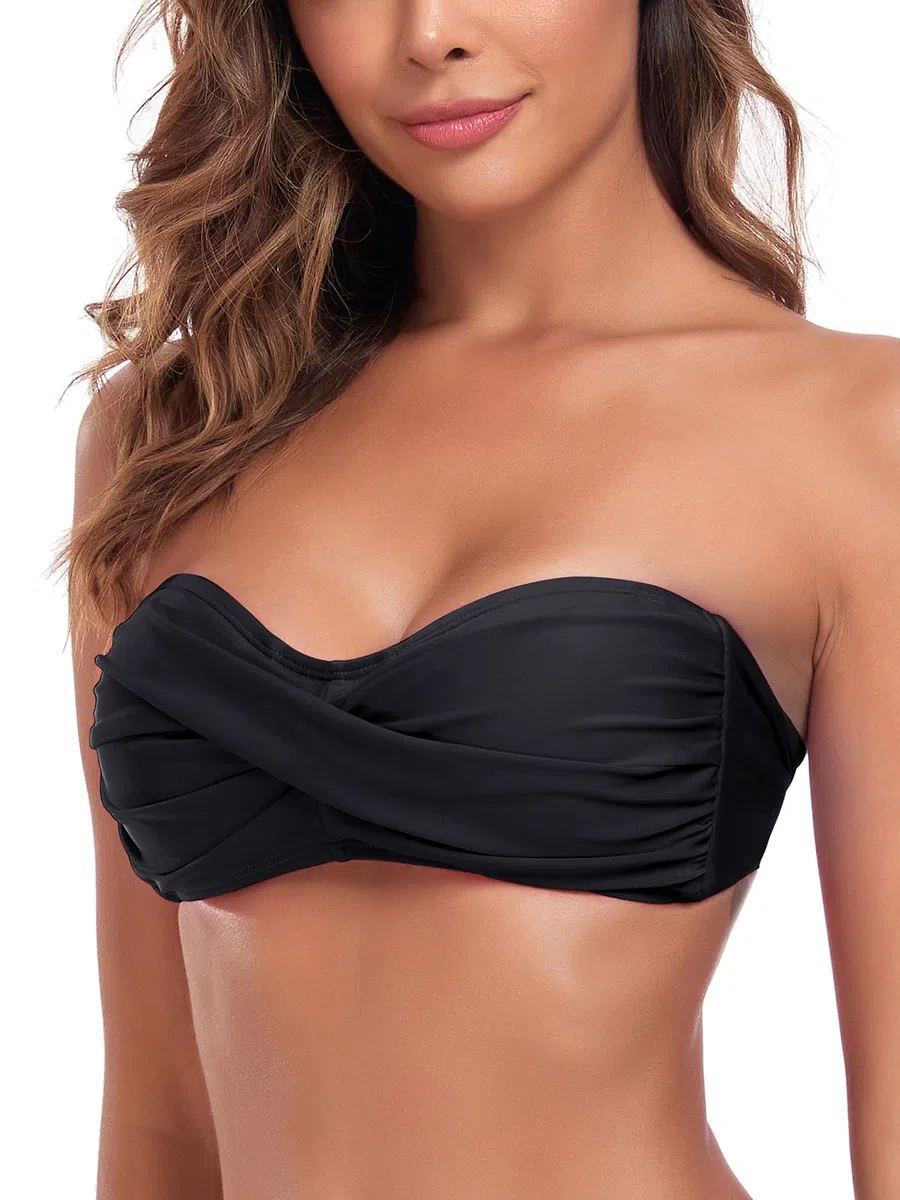 Ocean Blues Damen Bandeau Bikini Top Ohne Träger mit Verstellbarer Rückenschnürung