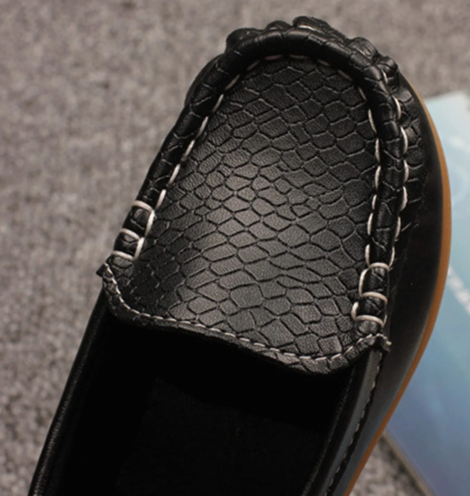 Kinder Mokassins Bootsschuhe Jungen Weich Loafers, Schwarz 34 EU