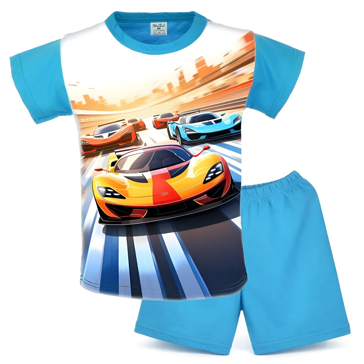 Schlafanzug Junge Kurzarm | 100% Baumwolle | Pyjama Junge Sommer | Nachtwäsche | Pyjama Set | Schlafanzug Kurz | Blau | Zweiteiliger Schlafanzug
