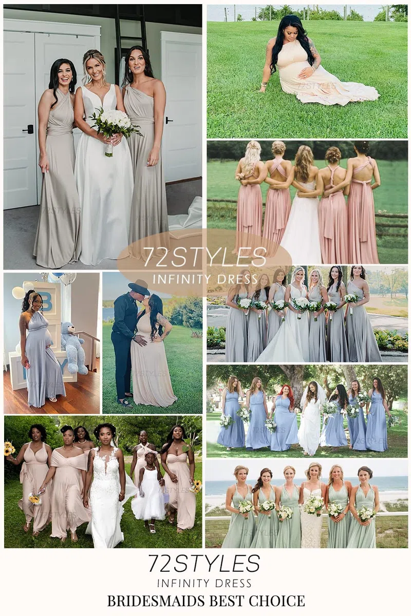 72styles Infinity Kleid mit Bandeau Brautjungfernkleid Multi-Way Kleid Lang Übergröße Convertible Twist Wickelkleid